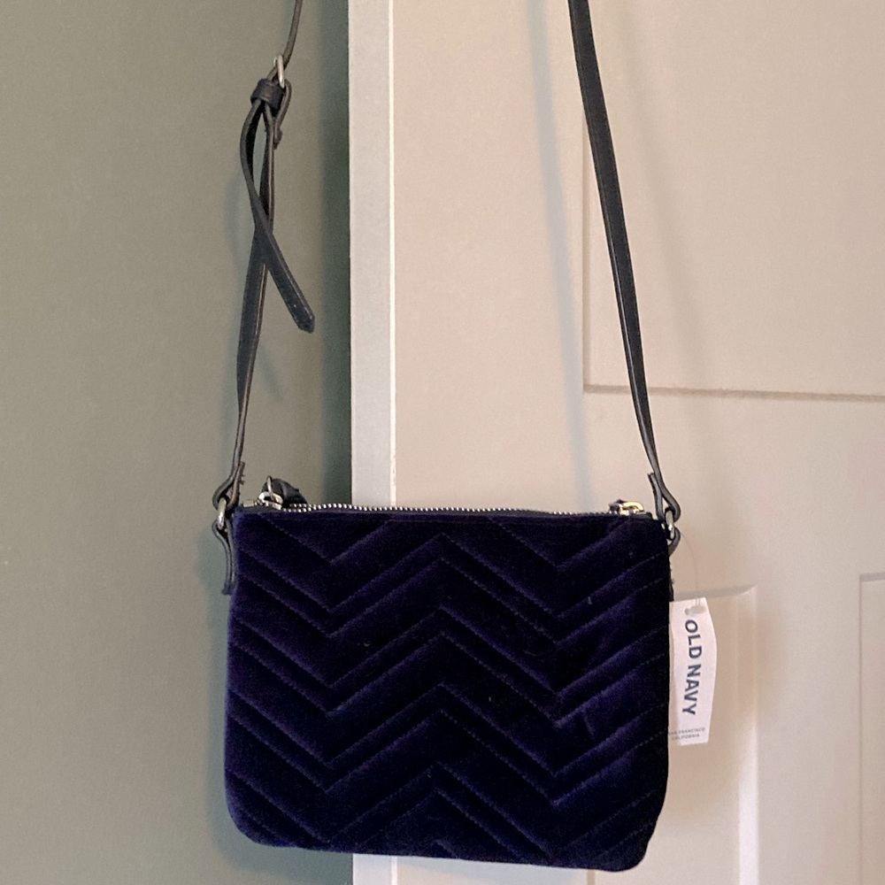 Velvet, navy blue crossbody purse